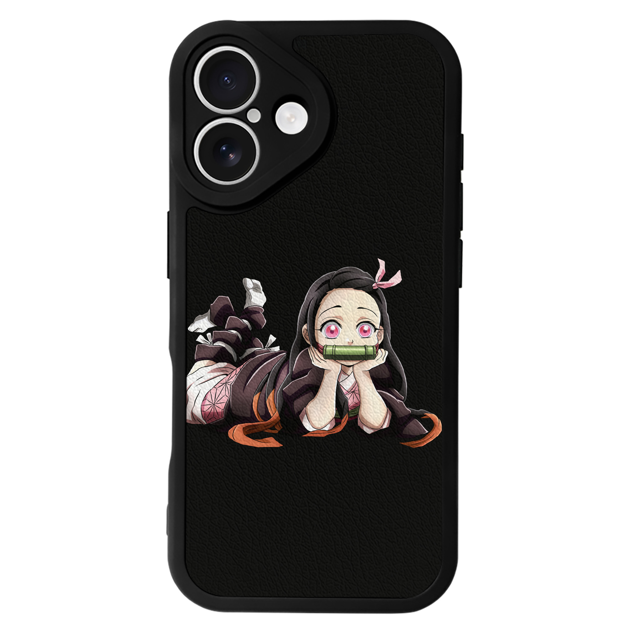 （画像用） 鬼滅の刃（きめつのやいば）竈門 禰󠄀豆子／かまど ねずこ Kamado Nezuko 【iPhone 16シリーズ対応】シリコンスマホケース（レザー調） 材質：シリコン